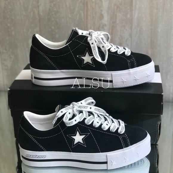 Con&Mademe One Star Platform Suede Black White W - Picture 6 of 8